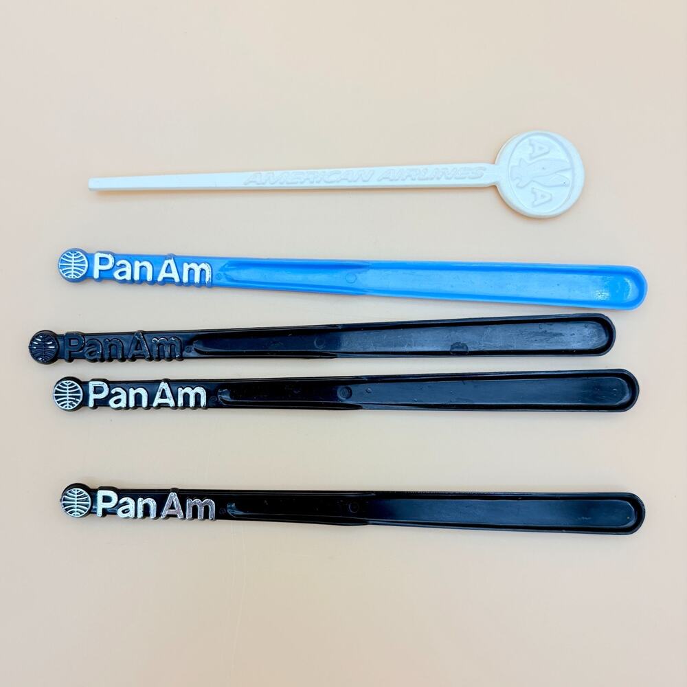 Vintage Airline Swizzle Sticks Pan Am American Airlines Aviation Barware Lot